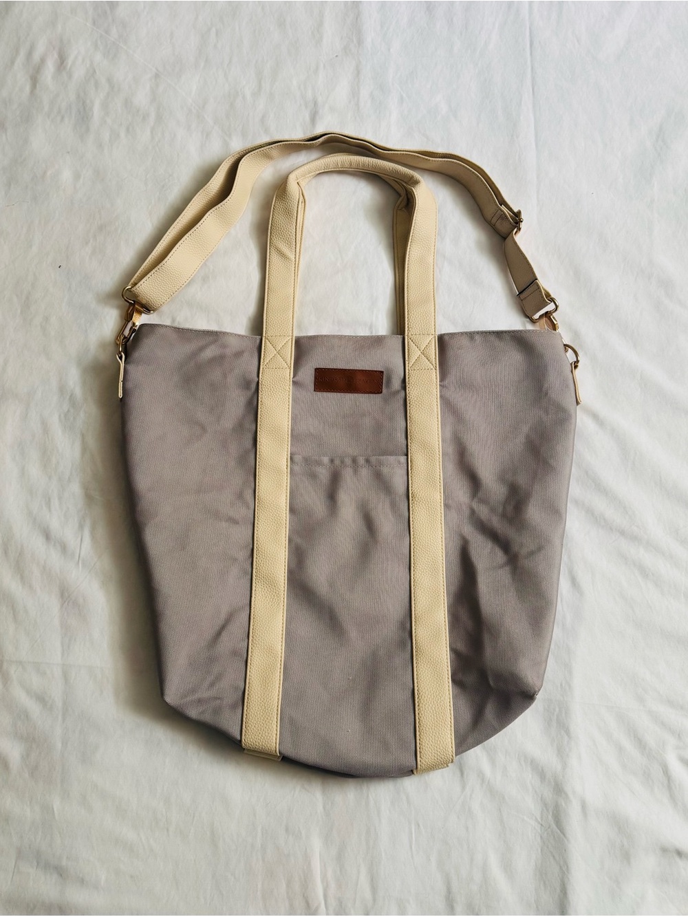 Kindred Bravely Gray Canvas Baby Gear Bag Medium Shoulder Tote Purse Handbag